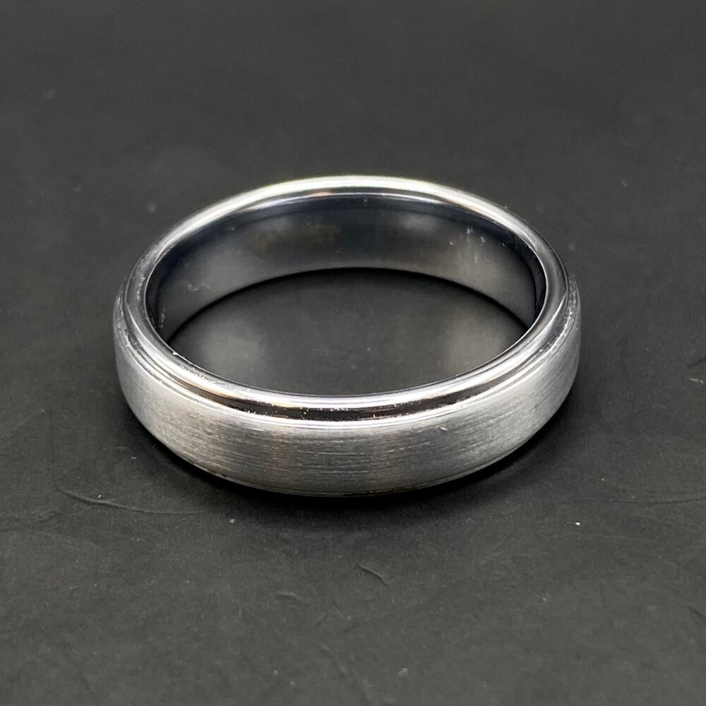 Tungsten Carbide Mens Wedding Band Ring Shiny Bevel Brushed 6mm Wide Size 10.5